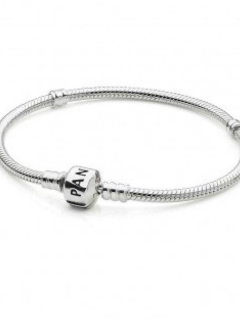 Pandora Silver Snake Chain Charm Bracelet with Barrel Clasp